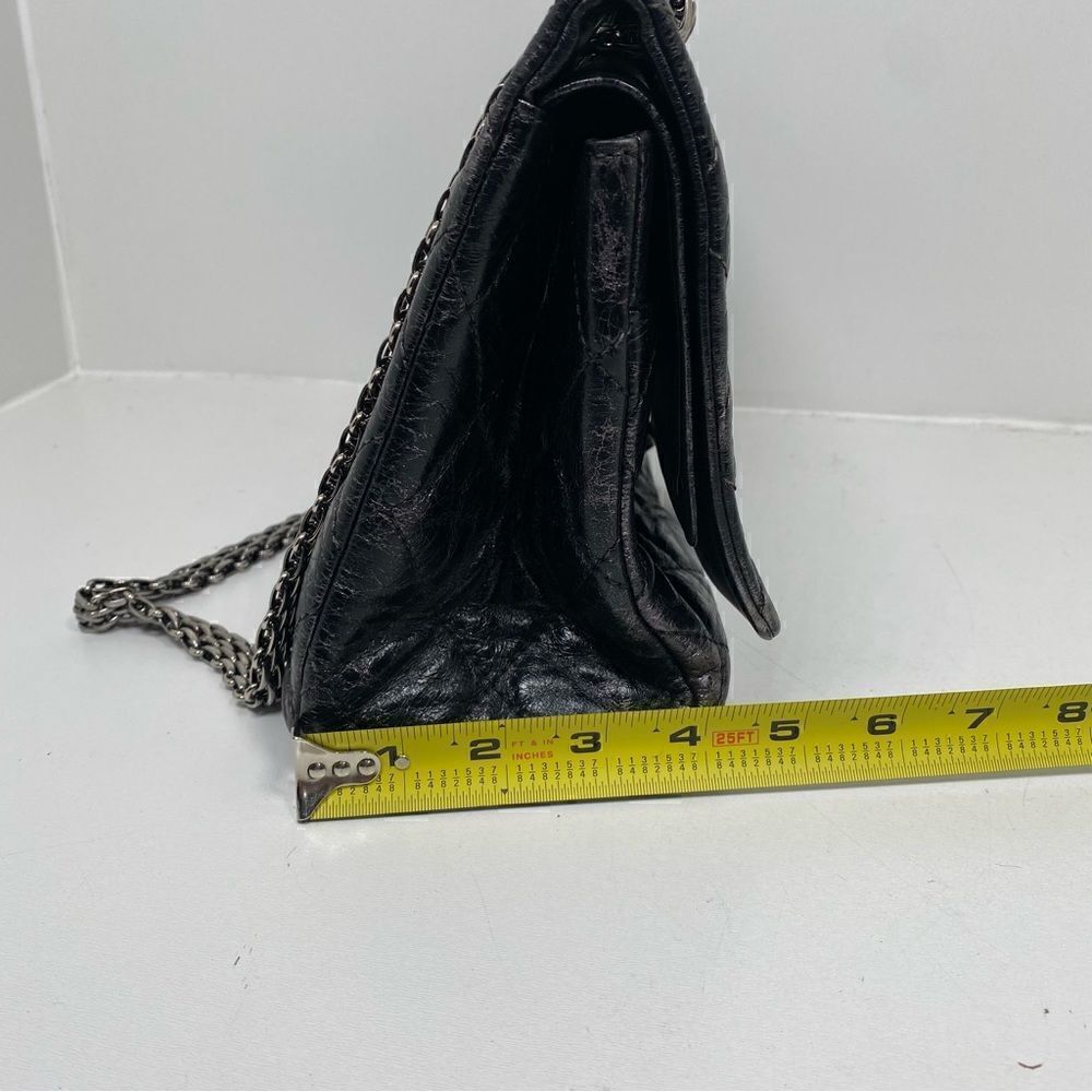Chanel reissue 2.55 Flag Bag Quilted Glazed Calf Skin Silver Jumbo - Picture 7 of 12